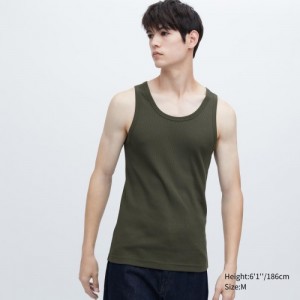 Debardeur Uniqlo Dry Color Ribbed Femme Vert Olive | 6044552