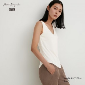 Debardeur Uniqlo HEATTECH Sleeveless Silk Blend Femme Blanche | 6256124