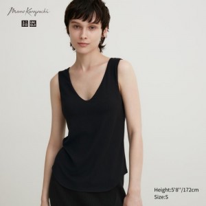 Debardeur Uniqlo HEATTECH Sleeveless Silk Blend Femme Noir | 8793382