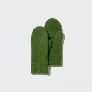 Gant Uniqlo HEATTECH Lining Souffle Yarn Mittens Femme Vert | 1825902