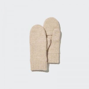 Gant Uniqlo HEATTECH Lining Souffle Yarn Mittens Femme Beige | 7258810