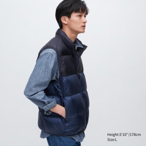 Gilet Uniqlo Ultra Light Down Wide Quilt Color Block Homme Bleu Marine | 7750433