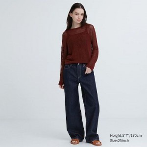Jean Uniqlo Baggy Femme Bleu Marine | 3437199