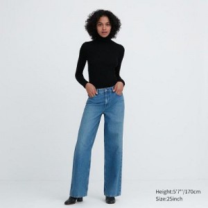 Jean Uniqlo Baggy Femme Bleu | 5683228