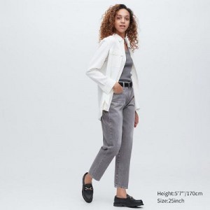 Jean Uniqlo Boyfriend Tapered Femme Grise | 2989952