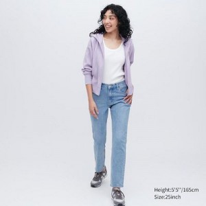 Jean Uniqlo Stretch Slim Straight Femme Bleu | 4895445