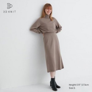 Jupes Uniqlo 3D Knit Souffle Yarn Femme Beige | 8599965