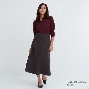 Jupes Uniqlo Brushed Jersey Flared Femme Marron | 5774020