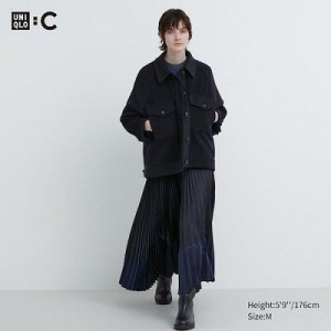 Jupes Uniqlo Pleated Color Block Femme Noir | 9613910