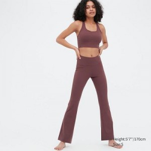 Pantalon Uniqlo AIRism Soft Flare Femme Bordeaux | 9186267