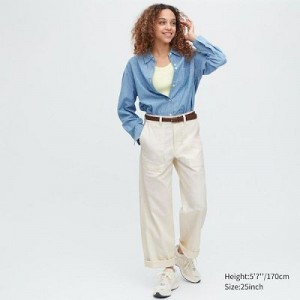 Pantalon Uniqlo Baker Femme Blanche | 9330175