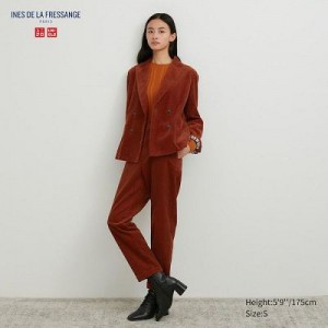 Pantalon Uniqlo Corduroy Tapered Ankle Femme Marron | 5942744