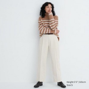Pantalon Uniqlo Corduroy Wide-Fit Pleated Femme Blanche | 7362058