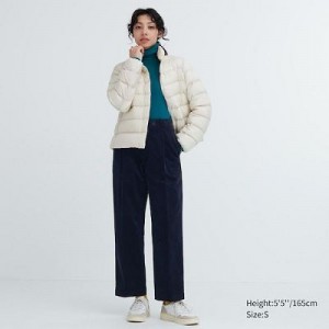 Pantalon Uniqlo Corduroy Wide-Fit Pleated Femme Bleu Marine | 4162042