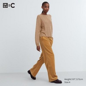 Pantalon Uniqlo Corduroy Wide Femme Marron | 2051416
