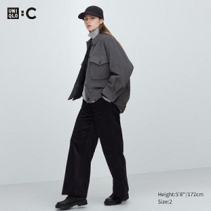 Pantalon Uniqlo Corduroy Wide Femme Noir | 1873523
