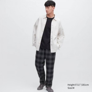 Pantalon Uniqlo Cotton Printed Relaxed Fit Ankle Length Homme Noir | 3525682