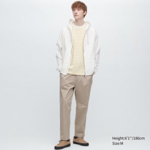 Pantalon Uniqlo Cotton Relaxed Ankle Femme Beige | 2440703
