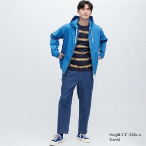 Pantalon Uniqlo Cotton Relaxed Ankle Femme Bleu | 4216800