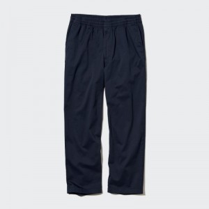 Pantalon Uniqlo Cotton Relaxed Ankle Femme Bleu Marine | 9099799