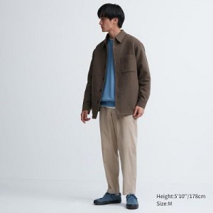 Pantalon Uniqlo Cotton Relaxed Ankle Femme Beige | 7017836