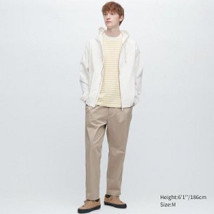 Pantalon Uniqlo Cotton Relaxed Ankle Femme Beige | 5751865