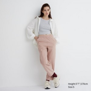 Pantalon Uniqlo Cotton Relaxed Ankle Lounge Femme Rose | 7107350