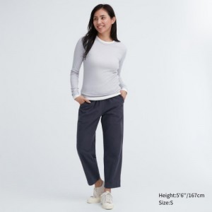 Pantalon Uniqlo Cotton Relaxed Ankle Lounge Femme Grise | 617259