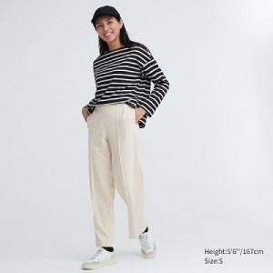 Pantalon Uniqlo Easy Wide Straight Femme Blanche | 9130203