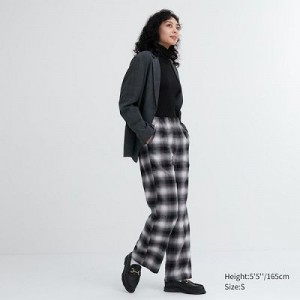 Pantalon Uniqlo Flannel Checked Femme Grise | 5562