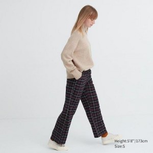 Pantalon Uniqlo Flannel Checked Femme Marron | 766449