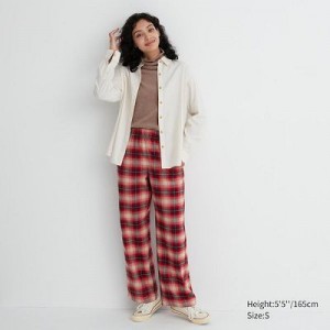 Pantalon Uniqlo Flannel Checked Femme Rouge | 3315079