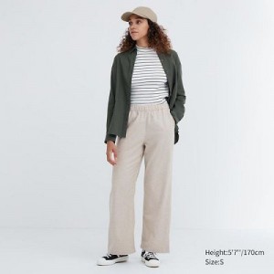 Pantalon Uniqlo Flannel Femme Beige | 9325176