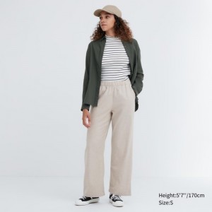 Pantalon Uniqlo Flannel Lounge Femme Beige | 6968163