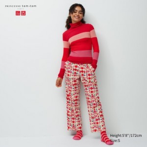 Pantalon Uniqlo Flannel Lounge Femme Rouge | 3768021
