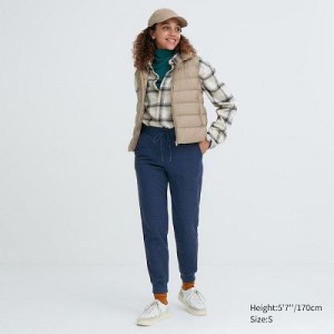 Pantalon Uniqlo HEATTECH Pile Lined Sweat Femme Bleu | 3372796