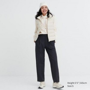 Pantalon Uniqlo HEATTECH Pleated Tapered Femme Bleu Marine | 8654718