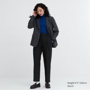 Pantalon Uniqlo HEATTECH Pleated Tapered Femme Noir | 9096895