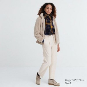 Pantalon Uniqlo HEATTECH Pleated Tapered Femme Blanche | 2282751