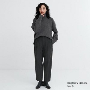 Pantalon Uniqlo HEATTECH Pleated Tapered Femme Noir | 8762571