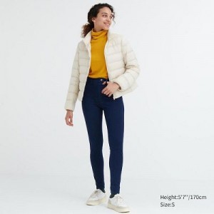Pantalon Uniqlo HEATTECH Ultra Stretch High-Rise Denim Femme Bleu | 6153004