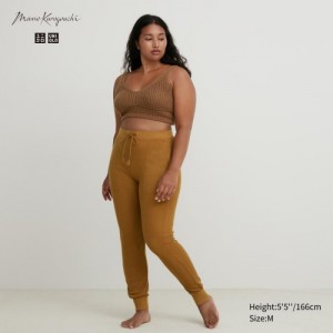 Pantalon Uniqlo HEATTECH Wool Blend Waffle Lounge Femme Marron | 1489589