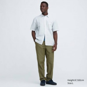 Pantalon Uniqlo Linen Blend Relaxed Fit Homme Vert Olive | 2980940