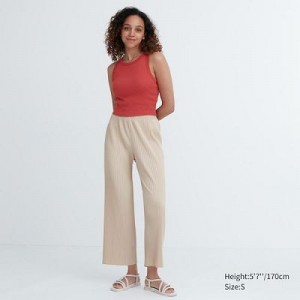 Pantalon Uniqlo Pleated Straight Femme Blanche | 137605