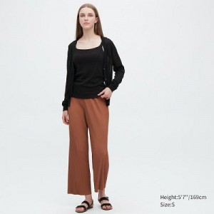 Pantalon Uniqlo Pleated Straight Femme Marron | 4414743