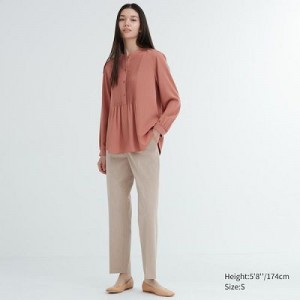 Pantalon Uniqlo Smart Ankle (2-Way Stretch, Tall) Femme Beige | 8298007