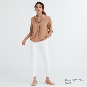Pantalon Uniqlo Smart Ankle (2-Way Stretch) Femme Blanche | 5326231