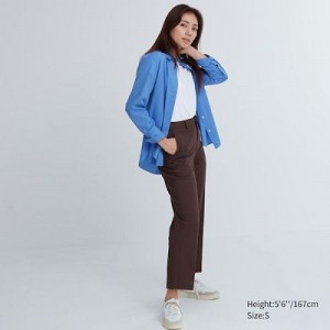 Pantalon Uniqlo Smart Ankle (2-Way Stretch) Femme Marron | 2364755