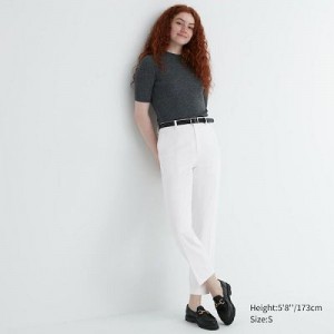 Pantalon Uniqlo Smart Ankle (2-Way Stretch, Tall) Femme Blanche | 2741195