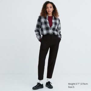 Pantalon Uniqlo Smart Brushed Ankle Femme Noir | 5802278